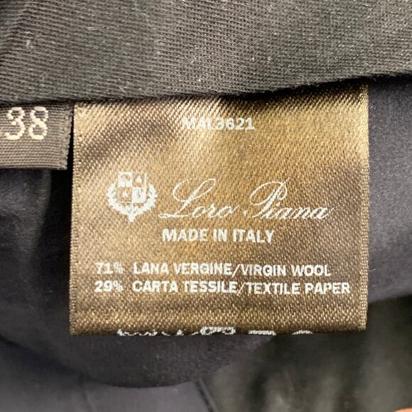 LORO PIANA Size 2 Black Virgin Wool Paper Pleated Wide Leg Dress Pants - Picture 6 of 8